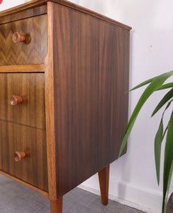 Mid century Uniflex vintage Walnut Chest of drawers Retro Furniture - teakyfinders