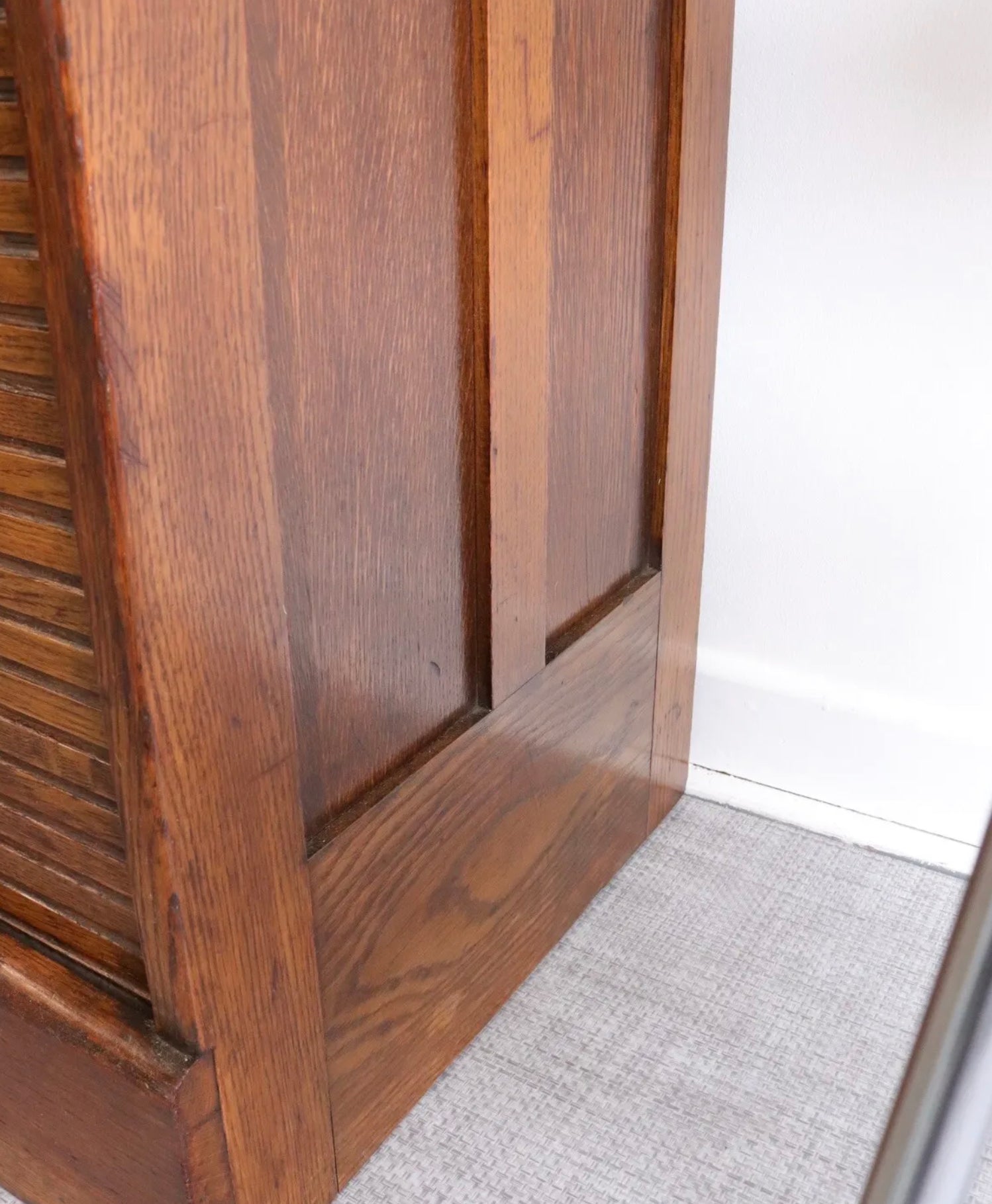 Vintage Oak Filing Cabinet Tambour Door 9 Drawers - teakyfinders