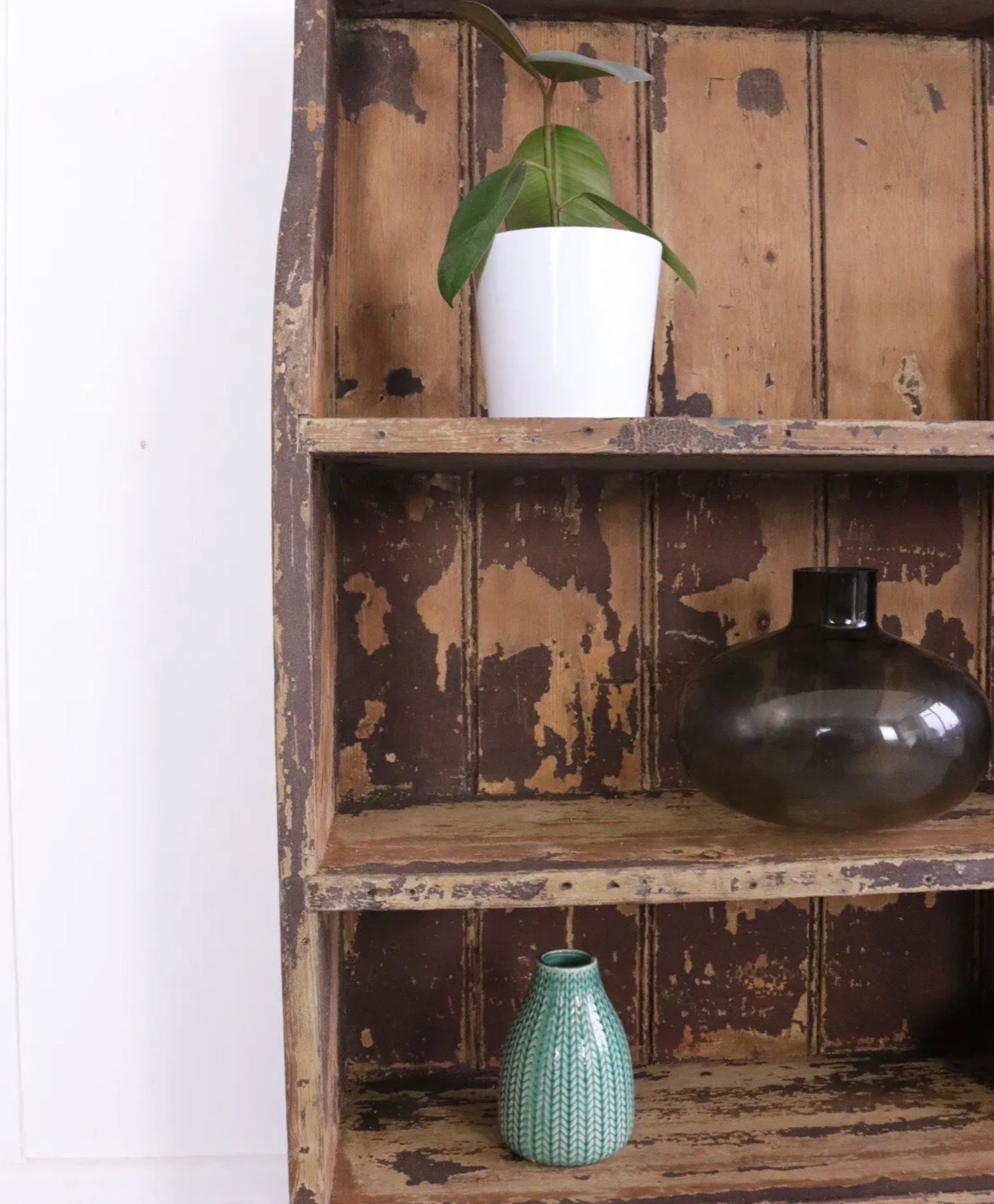 Antique Rustic Freestanding Old Stripped Pine Book Shelf Display Shelves - teakyfinders