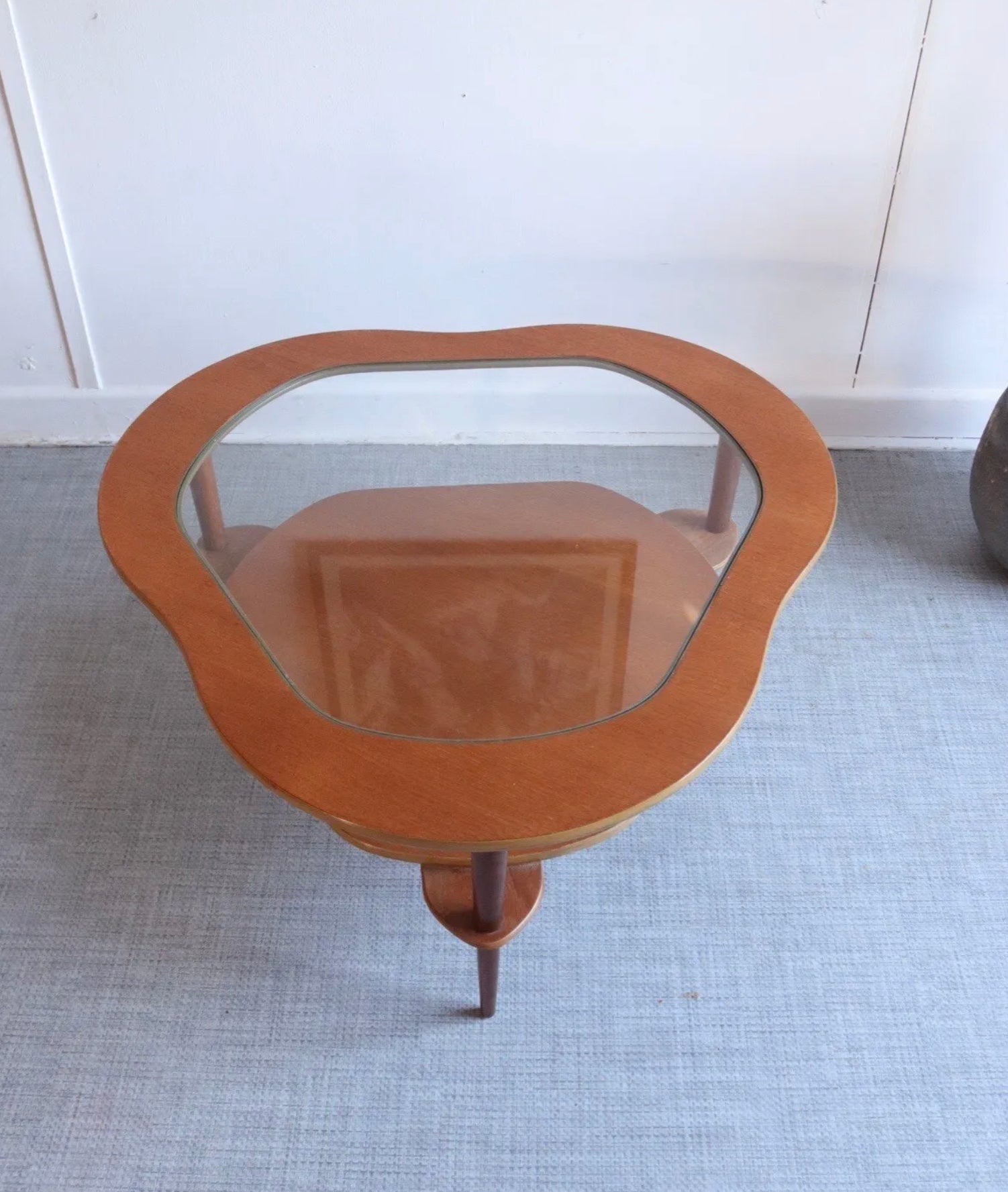 Mid Century 1960/70s Coffee Table Triangular Astro Style Teak Glass Top Unusual - teakyfinders