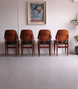 Mid Century Elliotts of Newbury  Set Of 4 Teak Dining Chairs New Upholstery - teakyfinders