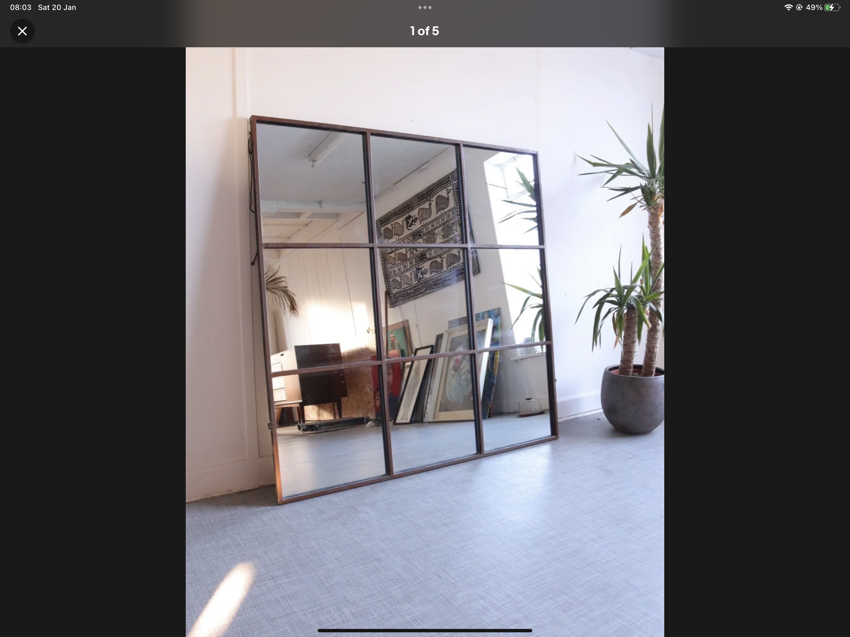 Industrial Full Length Window Panelled Mirror 118cm X 118cm Hallway Bedroom - teakyfinders