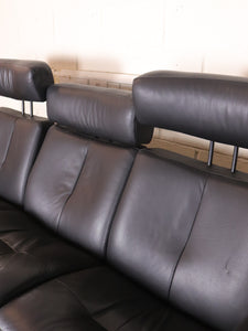 Scandinavian Ekornes Stressless Pegasus Black Leather Sofa Mid Century 3 Seater - teakyfinders