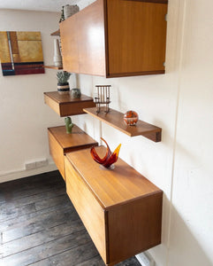 Tapley SL Teak Cupboard Wall Unit Sideboard Cabinet  Retro Mid Century Modular Shelving - teakyfinders