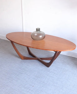 Mid Century 1960/70s Coffee Table Oval Astro Style Teak Top Unusual - teakyfinders