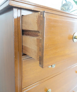 Mid Century Chest of Four Drawers with Brass Handles Vintage Furniture - teakyfinders