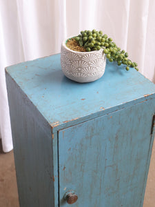 Rustic Primitive Painted Blue Small Wall Floor Cabinet Worktop Cupboard