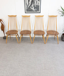 Vintage Ercol Goldsmith Set of 4 Blonde Mid Century Dining Chairs Immaculate Condition - teakyfinders