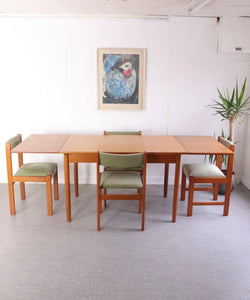 Vintage Teak Retro Danish Extending Draw Leaf Table and 4 Chairs AM Mobler - teakyfinders