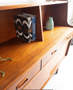Vintage Retro Small Teak Danish Sideboard Display Cabinet Book Shelf - teakyfinders