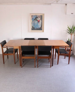 Mid-century Uniflex Teak Dinning Table & 6 Chairs designed by Gunther Hoffstead - teakyfinders