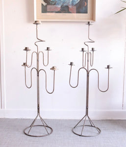 A Pair wrought iron floor standing Decorative candelabra -  Gothic Style - teakyfinders