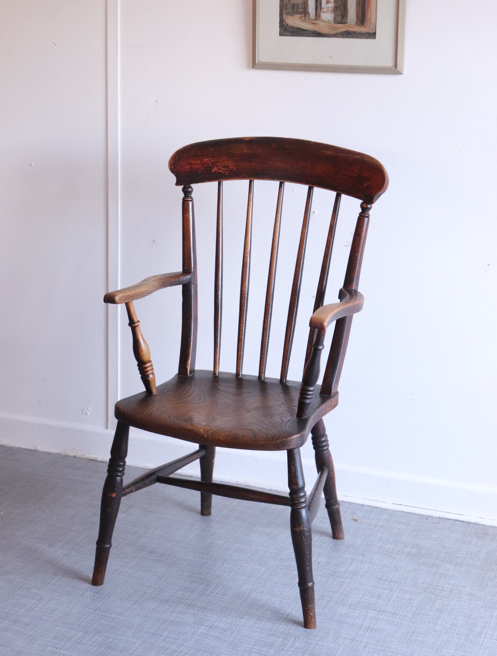 Antique Victorian Spindle-back Windsor Chair Elm Amazing Wear - teakyfinders