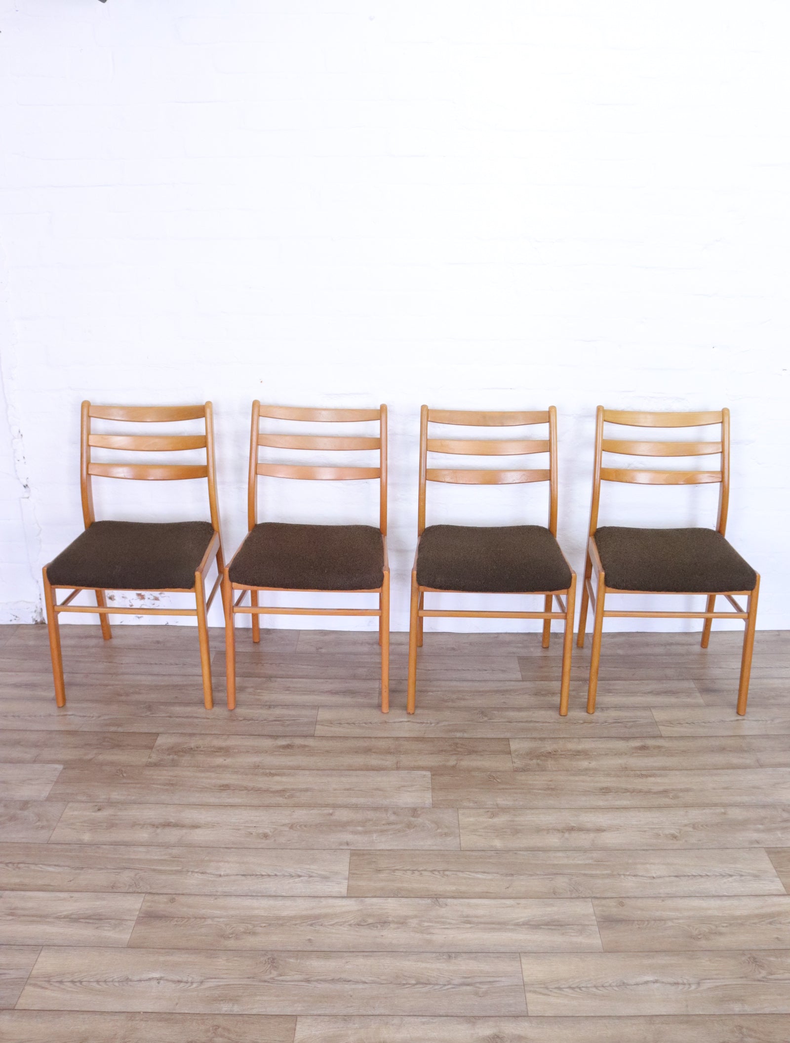 Vintage Beech Dining Chairs set of Four - teakyfinders