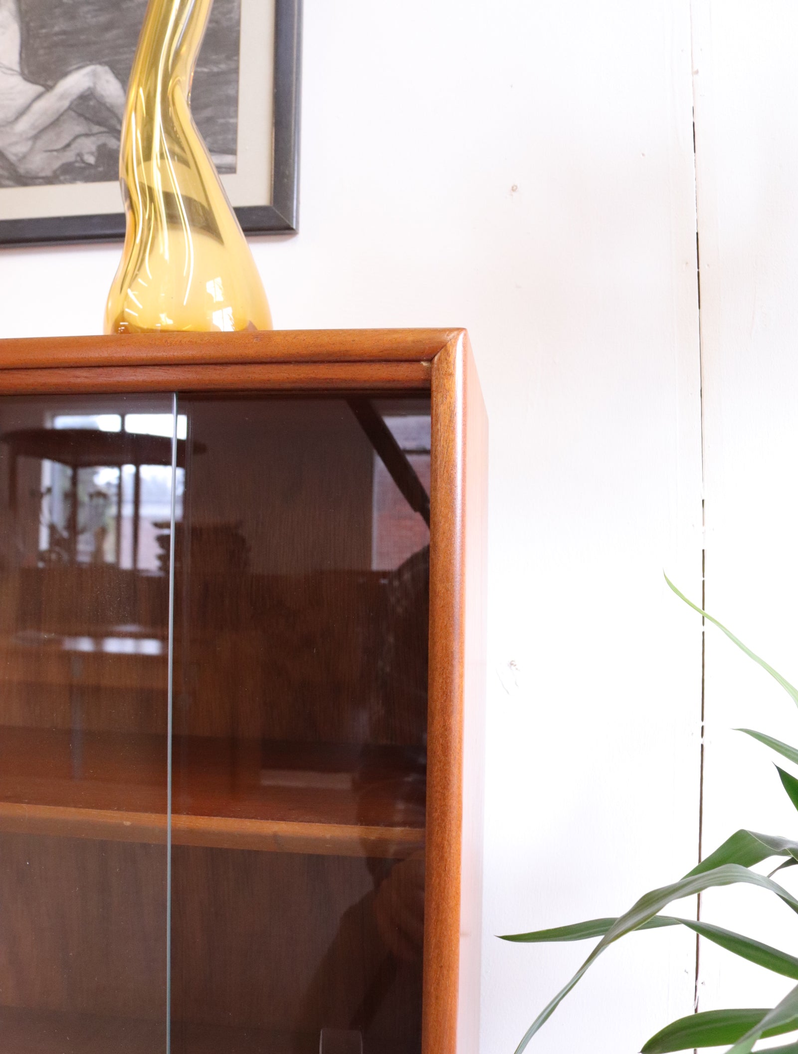 McIntosh Teak Retro Display Cabinet Bookcase with Glass Doors - teakyfinders