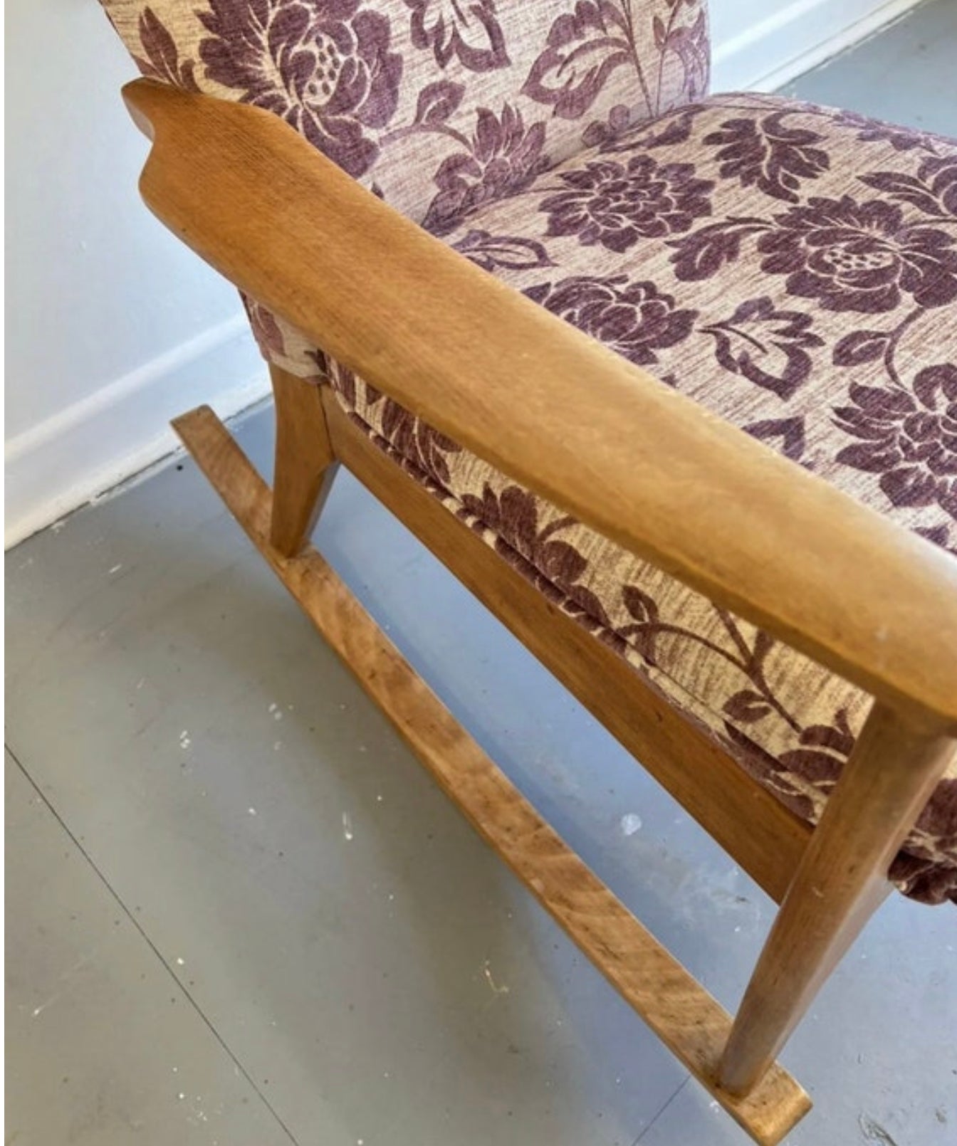 Parker Knoll Floral Upholstery Rocking Chair - teakyfinders