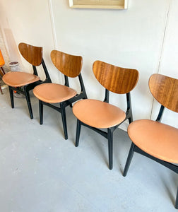 Vintage G Plan Tola Butterfly Dining Chairs Vinyl Upholstery - teakyfinders