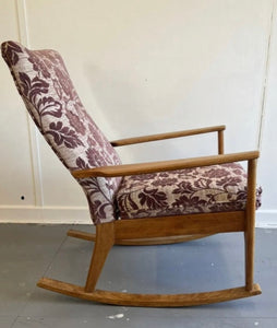 Parker Knoll Floral Upholstery Rocking Chair - teakyfinders