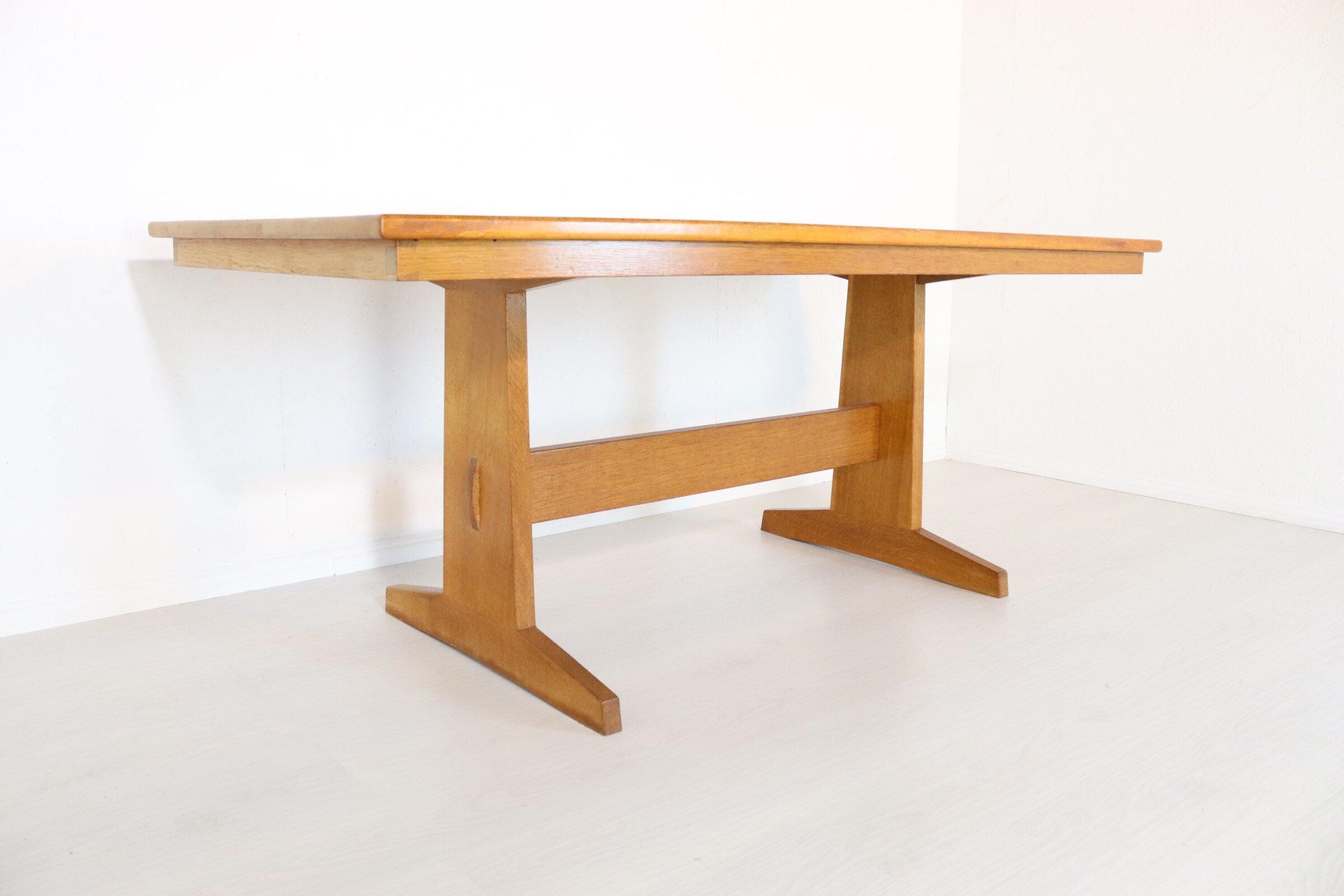 Peter Waals Style Arts and Crafts solid Oak Dining Table - teakyfinders