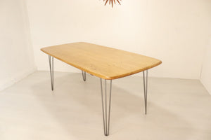 Ercol Long Windsor Plank Table - Blonde with Hairpin Legs - teakyfinders