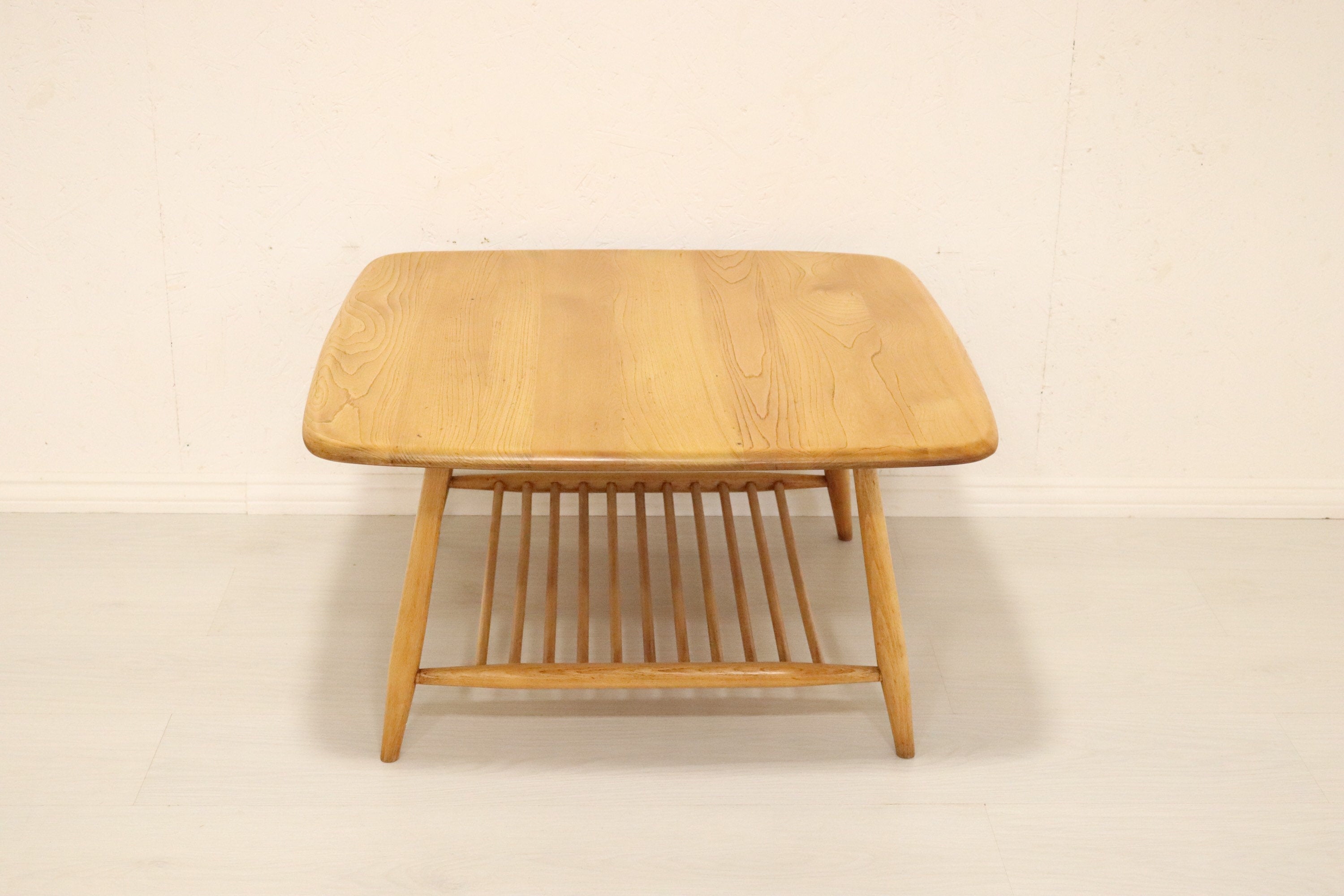 Rare Ercol Square Coffee Table with Magazine Rack - teakyfinders