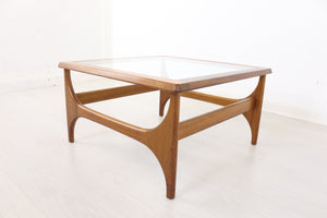 Retro Astro Style Teak Coffee Table Square Shape By Stonehill  - Mid Century 60s 70s - Stateroom Furniture - teakyfinders