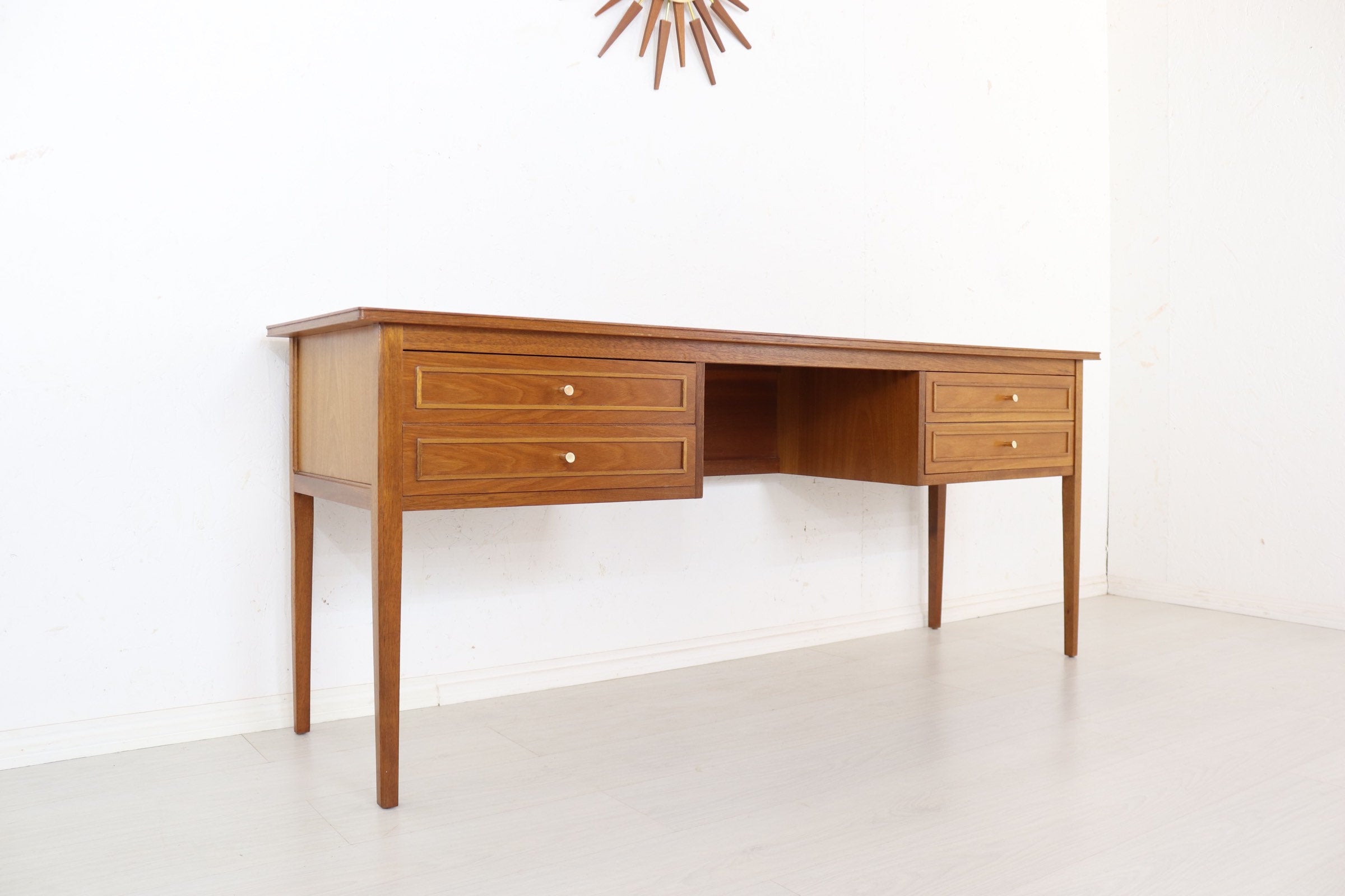 Mid Century Teak Desk By A. Younger - Minimal Sleek Home Office Furniture, Stunning Quality and Condition Retro - teakyfinders