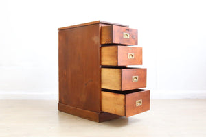 Vintage Industrial Antique Mahogany Campaign Chest of Drawers Refinished Condition - teakyfinders