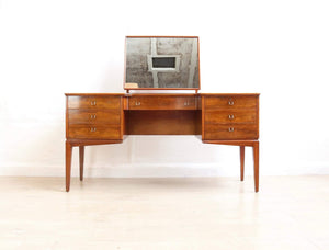 Mid Century Alfred Cox Walnut Dressing Table / Desk, 1950’s Vintage and Retro Storage Furniture, Stunning Quality - teakyfinders
