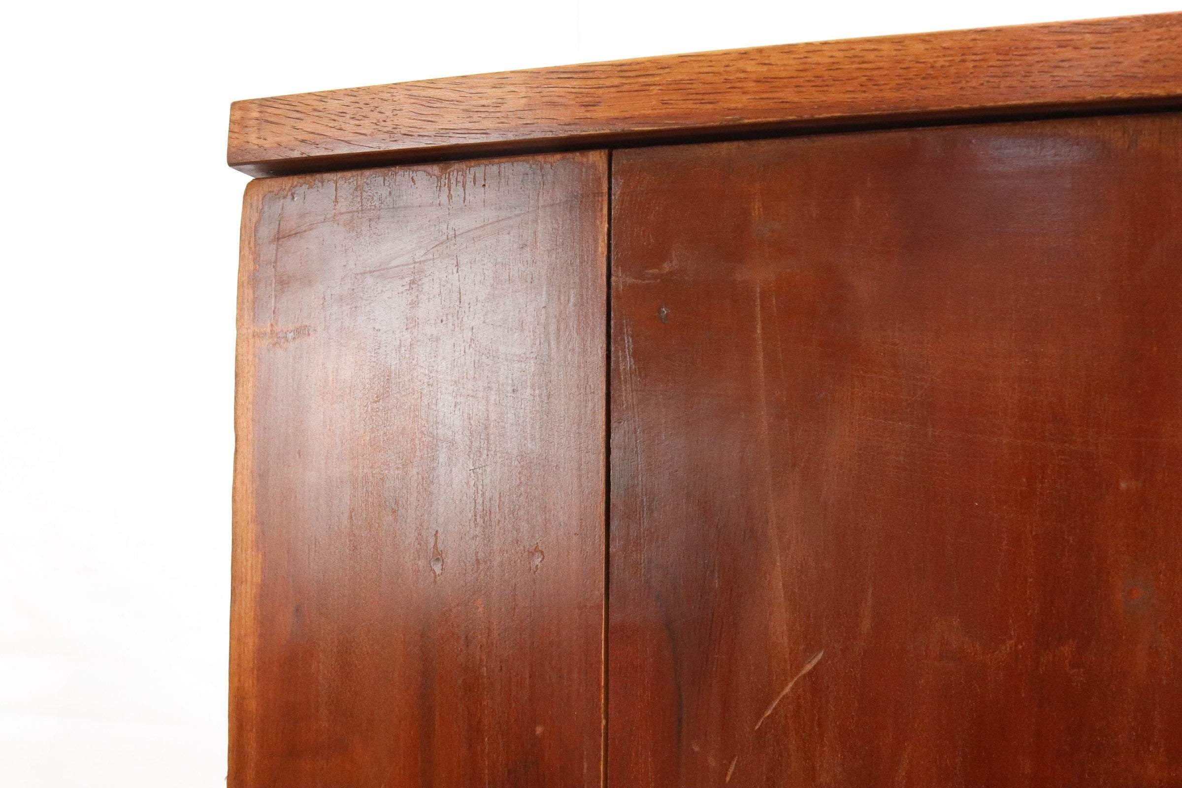 Vintage Industrial Antique Mahogany Campaign Chest of Drawers Refinished Condition - teakyfinders