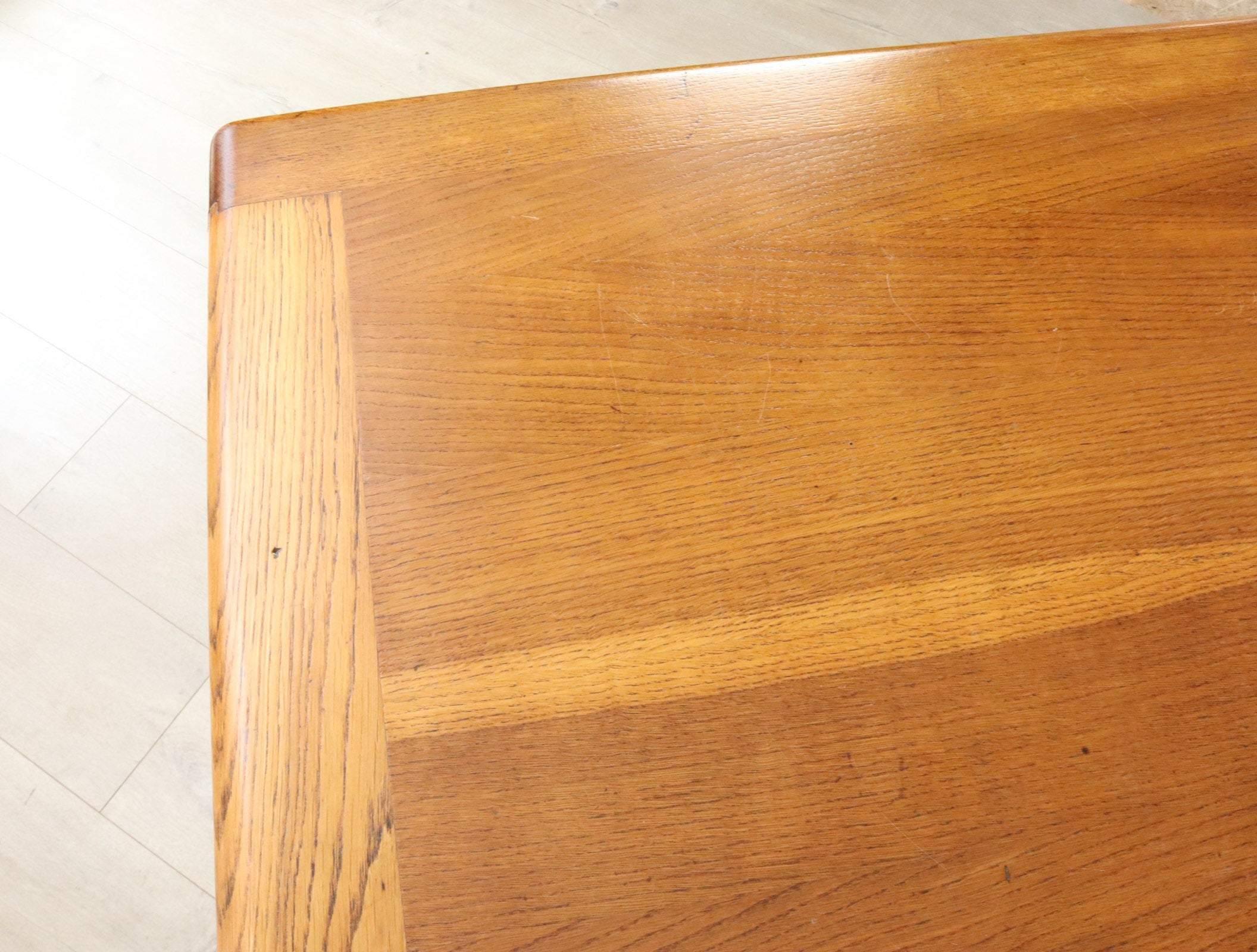 Vintage Oak Plank Table on Hairpin Legs - teakyfinders