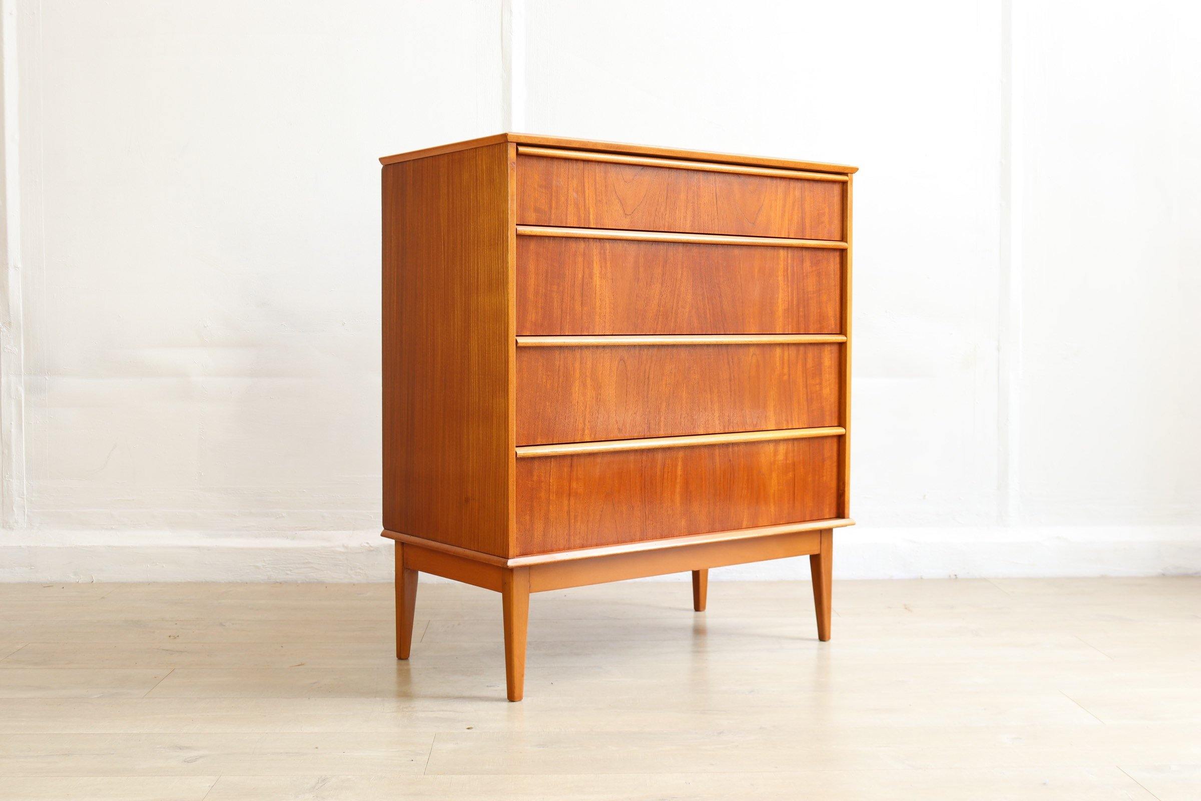 Mid Century Teak Chest of Drawers by Austinsuite, Danish Style, 1960s Retro And Vintage Storage Furniture - teakyfinders