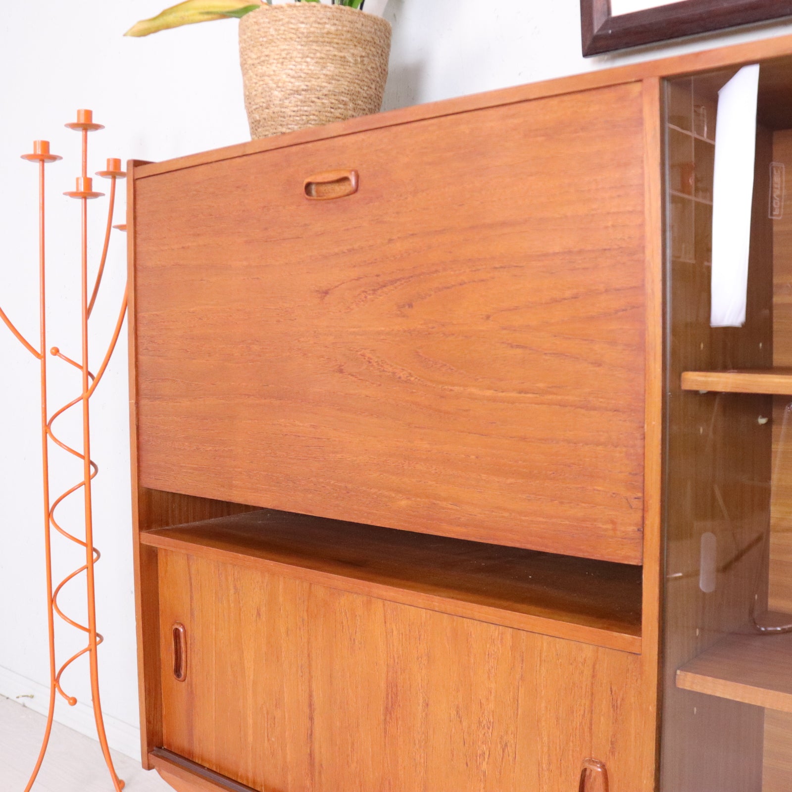 Vintage Teak Display Cabinet and Bureau - teakyfinders