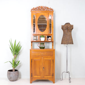 Compact Vintage Arts and Crafts style Walnut Hall Stand - teakyfinders