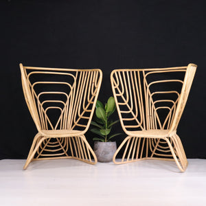 1960s Retro Matching Pair of Large Bamboo Chairs - teakyfinders