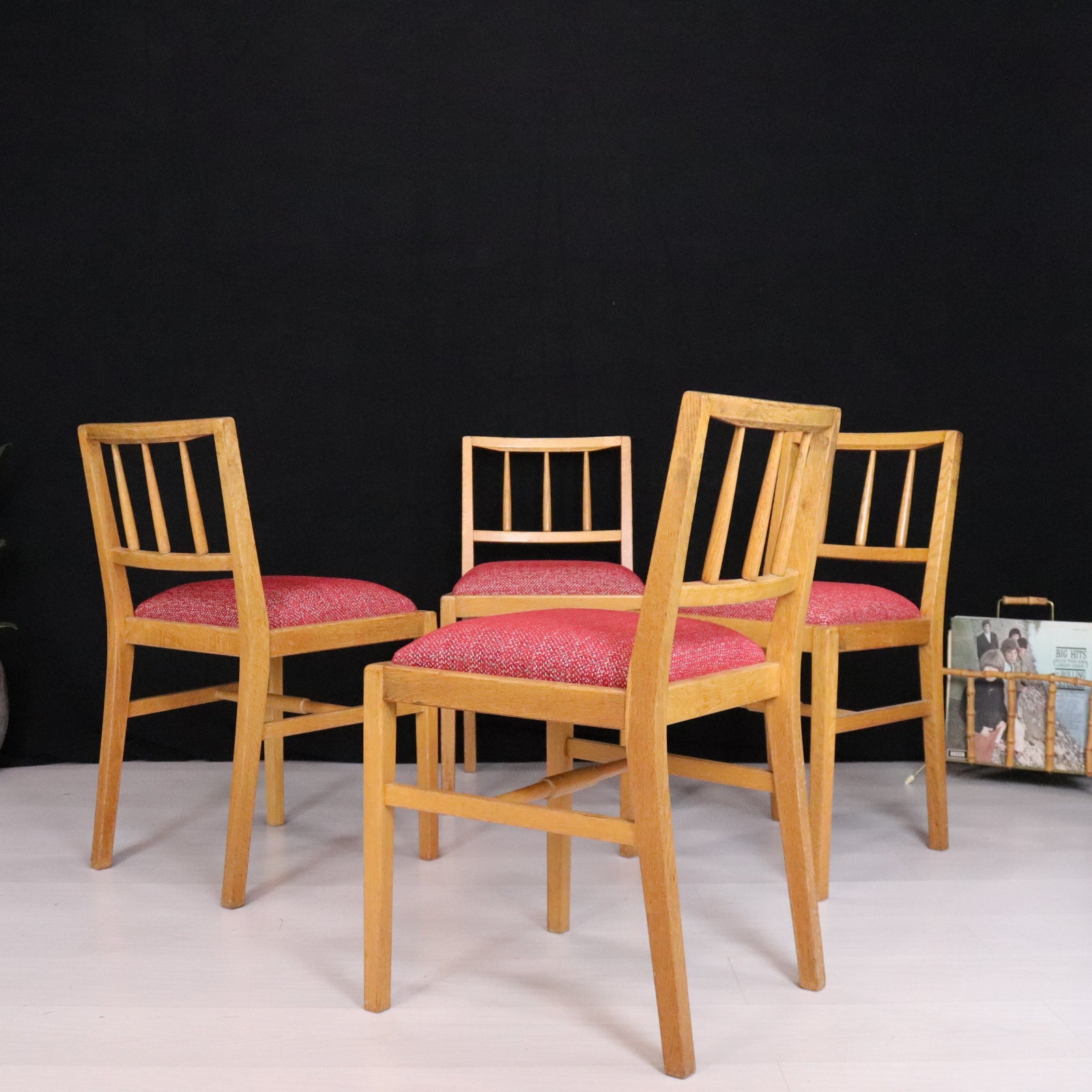 Early E Gomme G Plan Brandon Light Oak Dining Chairs Set of 4 - teakyfinders