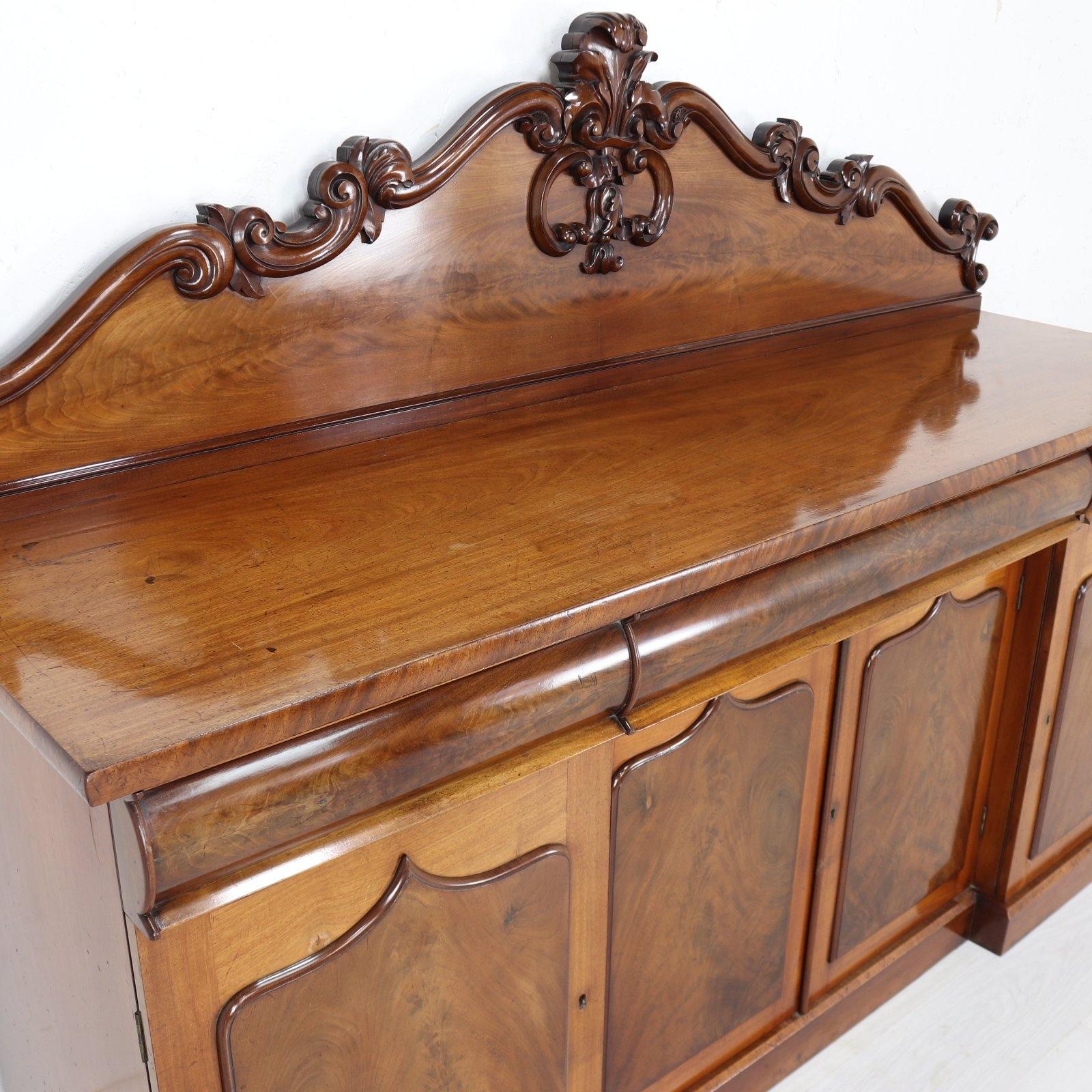 Antique Victorian Breakfront Sideboard, Large Mahogany and Walnut Chiffonier - teakyfinders