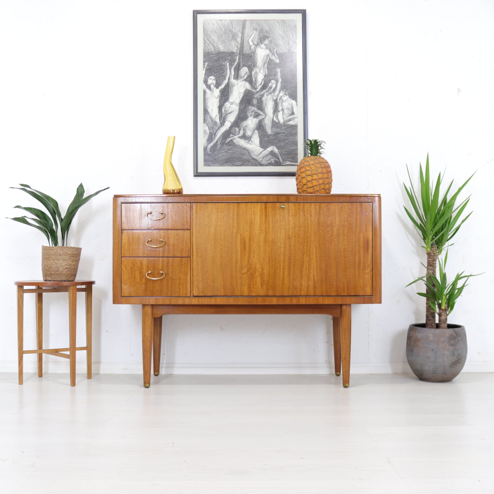 Retro Small Teak and Mahogany Drinks Cabinet Sideboard Greaves and Thomas - teakyfinders