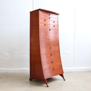 Post Modern Teak Tall Curved Drawer Cabinet by Umberto Agnago for Giorgetti - teakyfinders