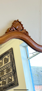 Large French Solid Carved Walnut Mantle Mirror - teakyfinders