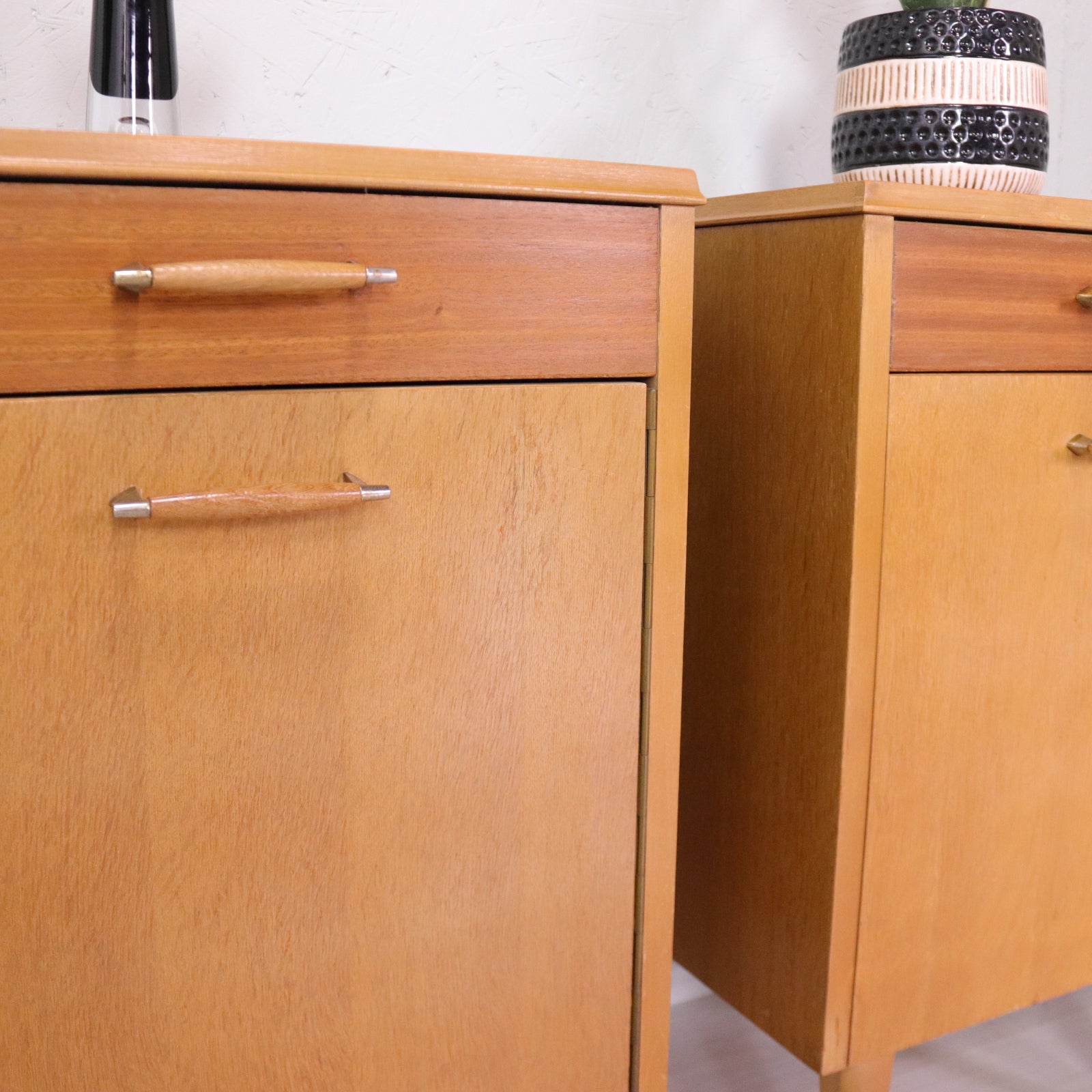 Matching pair of Lebus Oak Bedside Tables - teakyfinders