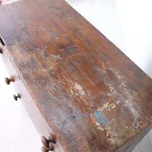 Antique Victorian Rustic Workshop Pine Chest of Drawers - teakyfinders