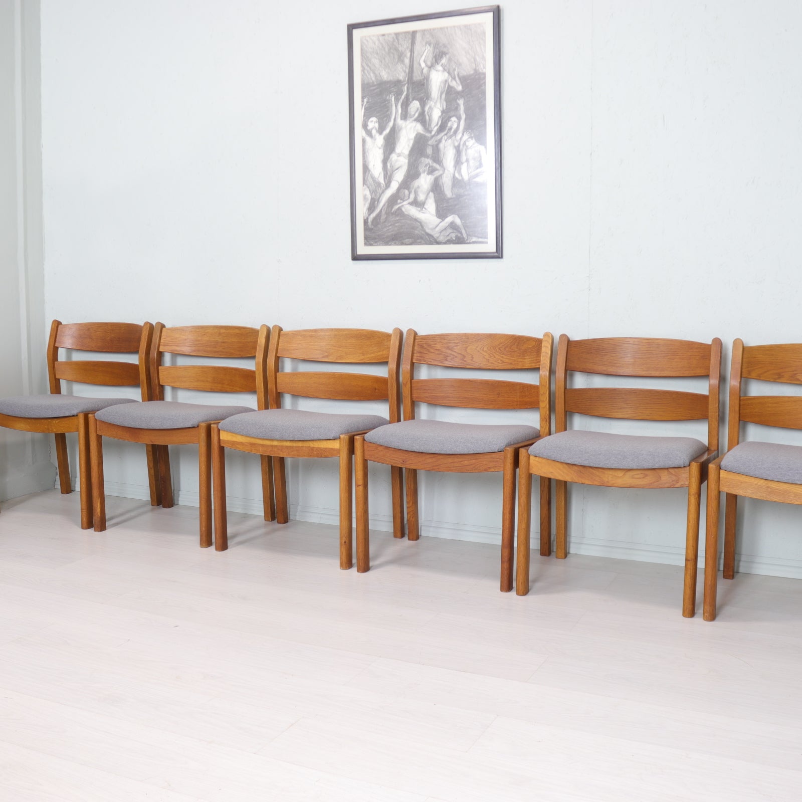 Set of Six Kurt Ostervig Danish Solid Oak Dining Chairs - teakyfinders