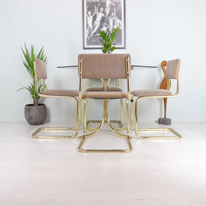 Cesca Style Dining Set, Four Dining Chairs and Smoked Glass Table - teakyfinders