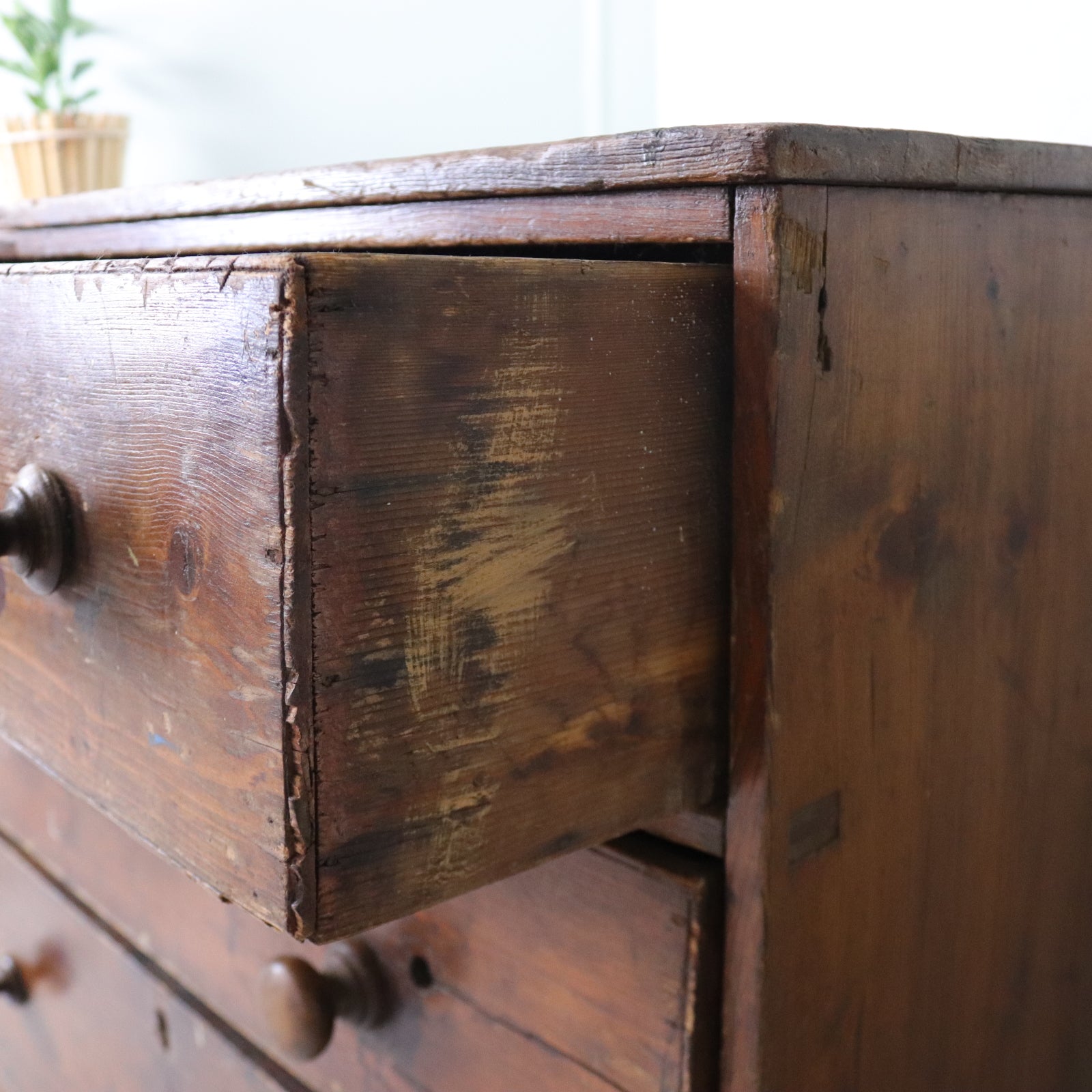 Antique Victorian Rustic Workshop Pine Chest of Drawers - teakyfinders