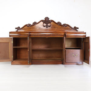 Antique Victorian Breakfront Sideboard, Large Mahogany and Walnut Chiffonier - teakyfinders