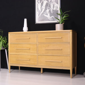 Ercol Light Oak Chiltern Bow Sideboard Chest of Drawers - teakyfinders