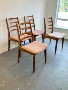 Set of 4 Danish Teak Ladder Back Dining Chairs - teakyfinders