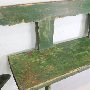 Rustic 19th Century Green Painted Austrian Bench - teakyfinders