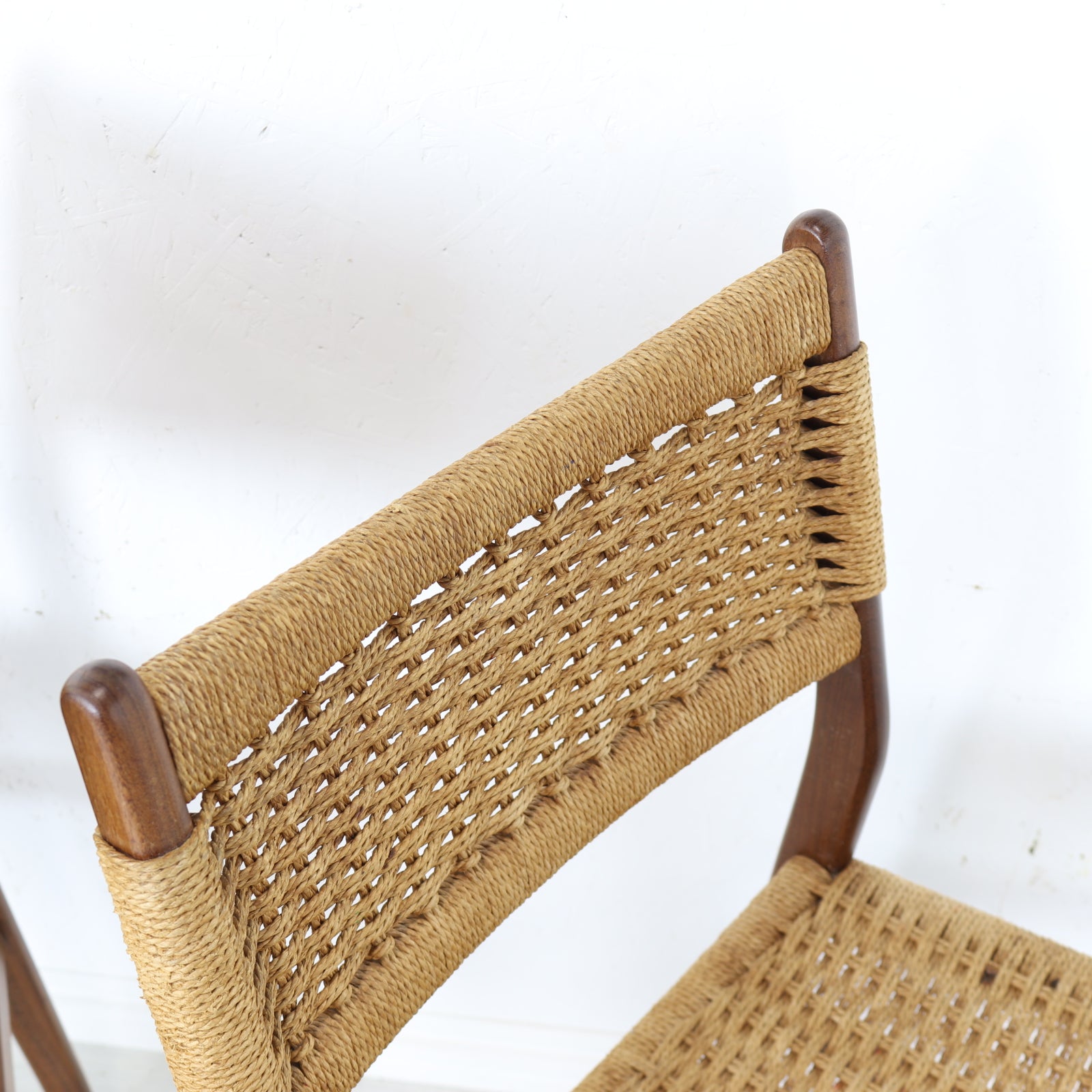 Matching Pair of Danish Papercord Dining Chairs - teakyfinders